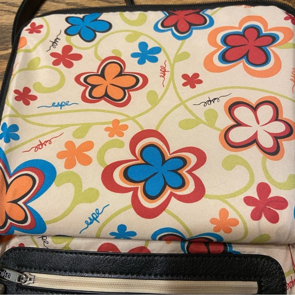 Black and Grey Espe Floral Backpack Purse - Picture 5 of 7